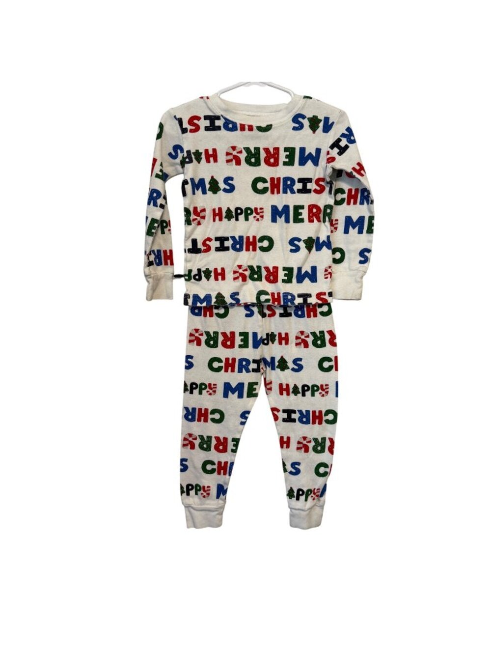 Carters Kids Christmas Pajama Set 2T White/Multicolor Cotton